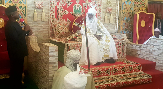 Acting President Yemi Osinbajo at the palace of the  Emir of Kano, Sanusi Lamido Sanusi